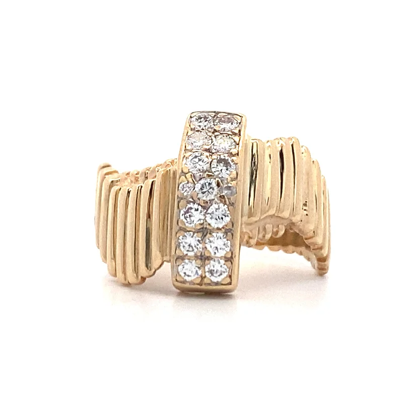 trendy rings for women -Estate  Diamond Fashion Ring in Yellow Gold