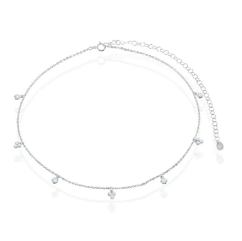 aesthetic necklaces for women -Sterling Silver Multi Bezel-Set CZ By The Yard Choker Necklace