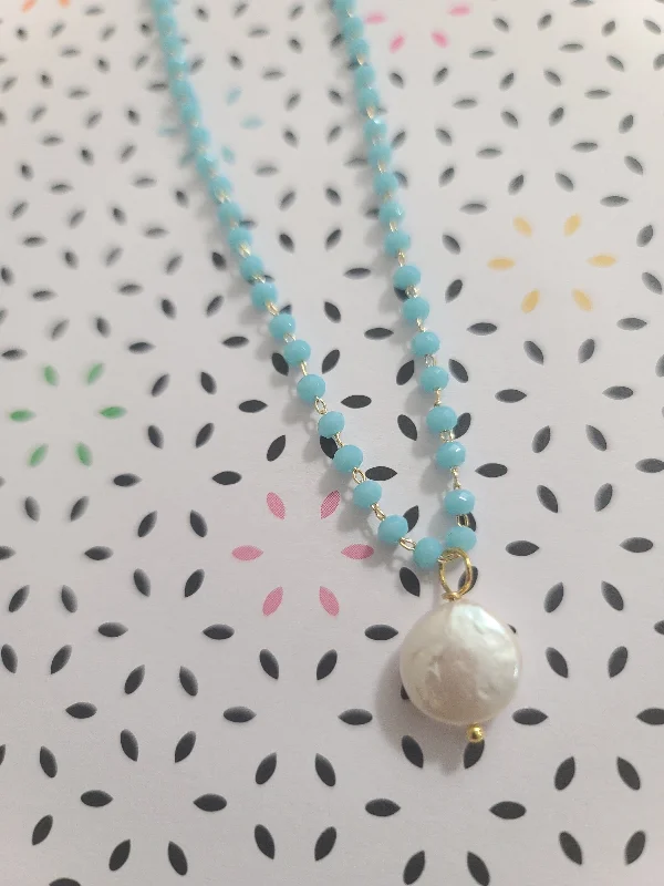 birthstone necklaces for women -Pearl Crystal Rosary Necklace