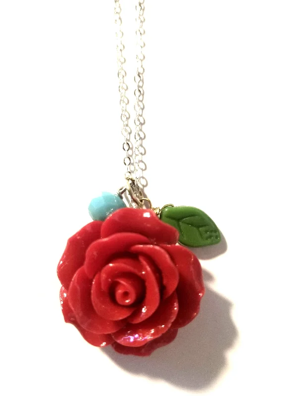 white gold necklaces for women -Rose Charm Necklace