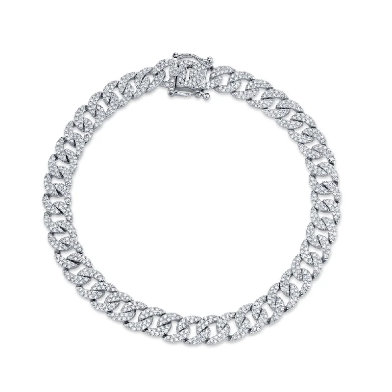 celestial bracelets for women -White Gold Diamond Pave Link Bracelet