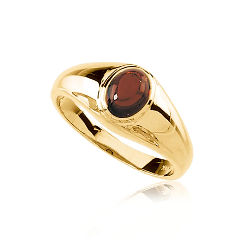 tiny stacking rings for women -Mozambique Garnet Solitaire Ring in 14K Yellow Gold