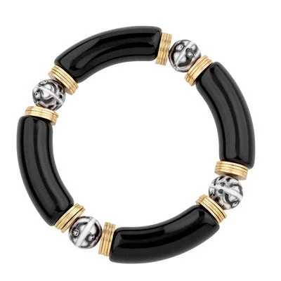 oval bracelets for women -Meghan Browne Gala Bracelet - Gold Black