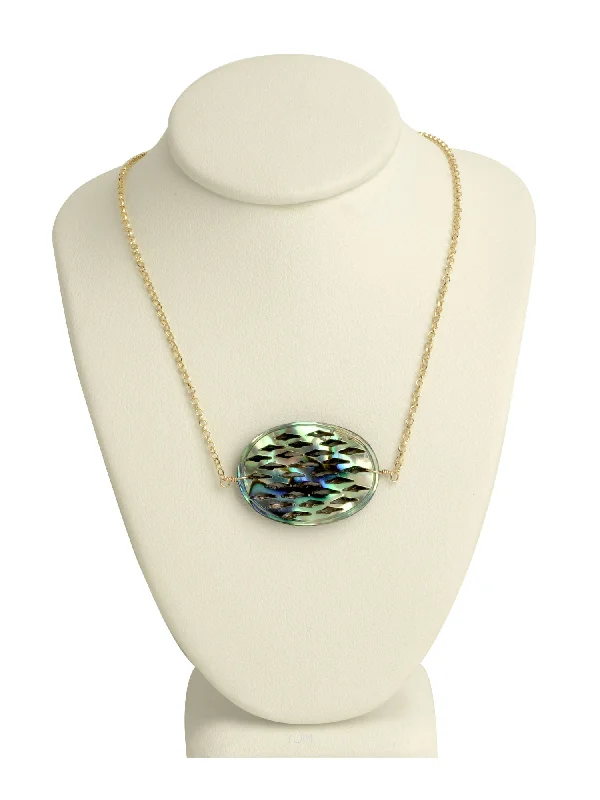 engraved necklaces for women -Abalone Filigree Pendant Necklace