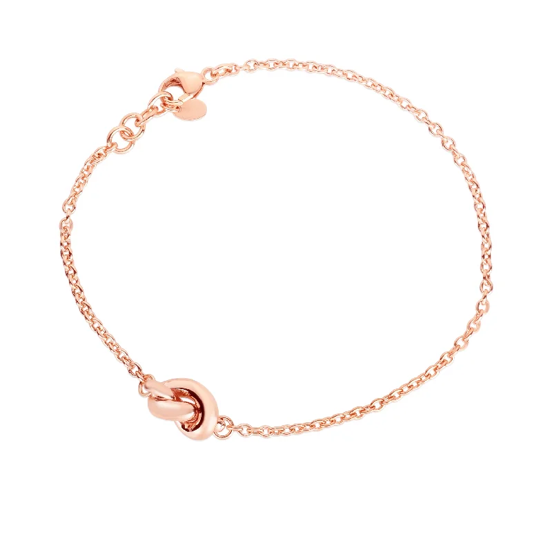 chunky bracelets for women -14K Gold Polished Puffed Love Knot Bracelet