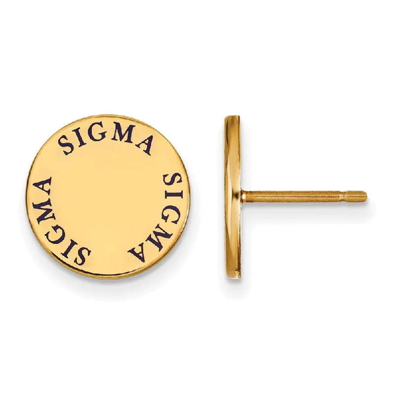 stackable earrings for women -14K Plated Silver & Enamel Sigma Sigma Sigma Enamel Post Earrings