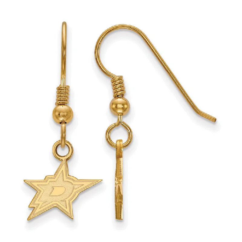 designer earrings for women -SS 14k Yellow Gold Plated NHL Dallas Stars XS Dangle Earrings