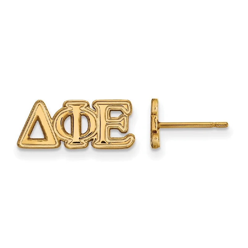 ruby earrings for women -14K Plated Silver Delta Phi Epsilon XS Greek Letters Post Earrings