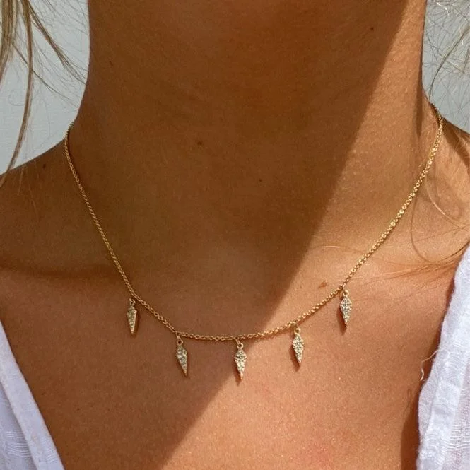 minimalist gold necklaces for women -ROSEY  DIAMOND DAGGER DROP NECKLACE