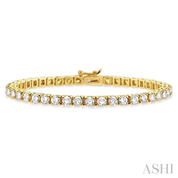 high-end bracelets for women -9 Ctw Square Shape Round Cut Diamond Tennis Bracelet in 14K Yellow Gold