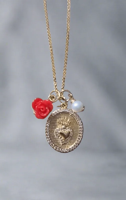 handcrafted necklaces for women -Sacred Heart Pearl Necklace