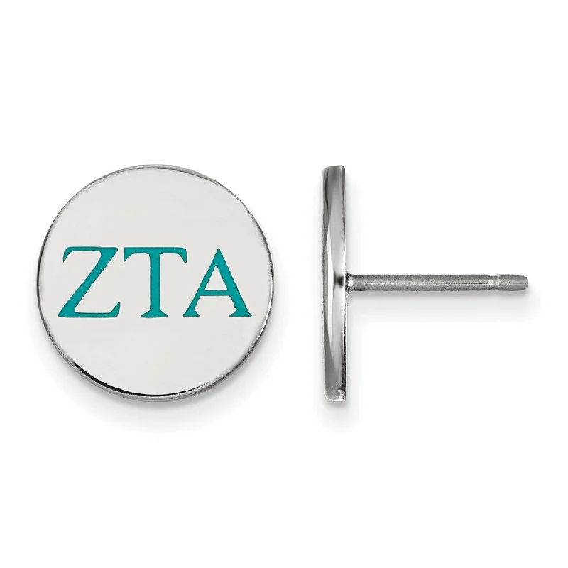 thick gold earrings for women -Sterling Silver & Enamel Zeta Tau Alpha Post Earrings