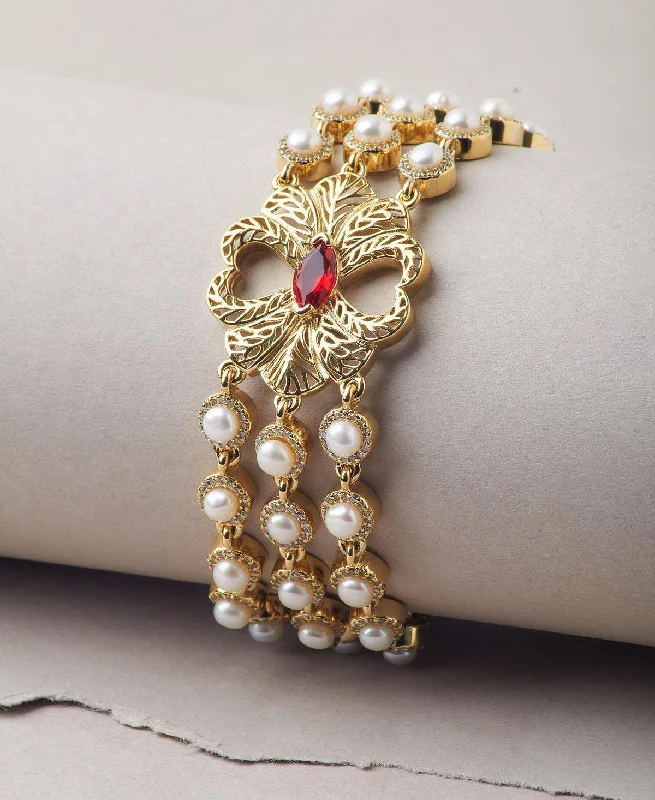 sapphire bracelets for women -Gorgeous Gold Pearl Bracelet