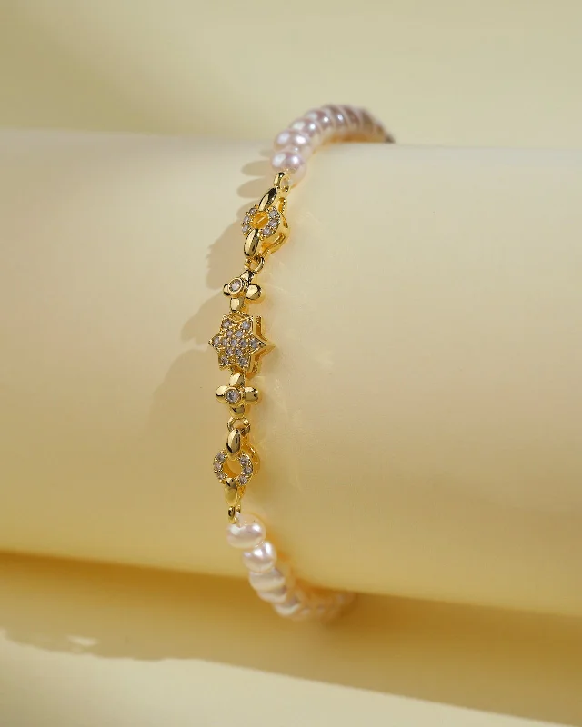 moonstone bracelets for women -Flory White 1 lLine Pearl Bracelet