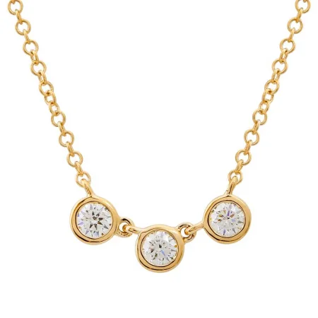 multi-layered necklaces for women -BLU THREE DIAMOND BEZEL SET NECKLACE.