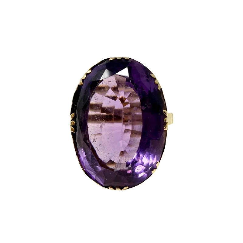 cubic zirconia solitaire rings -18K Gold Ring with Oval Amethyst