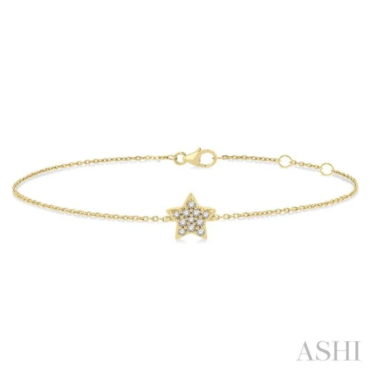 elegant wedding bracelets for women -1/10 ctw Petite Star Round Cut Diamond Fashion Bracelet in 10K Yellow Gold