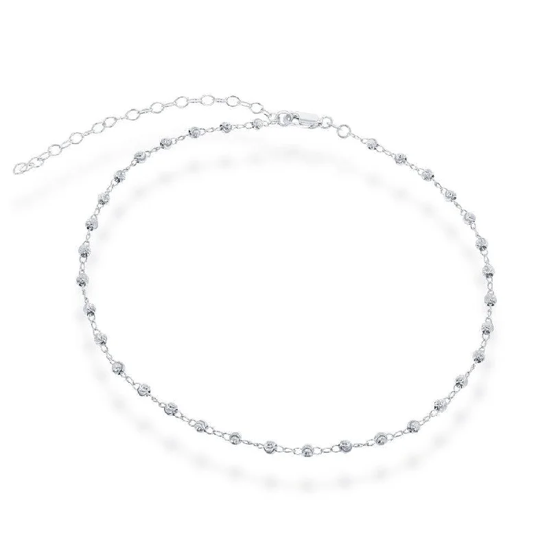 engraved necklaces for women -Sterling Silver Moon Cut Bead Choker Necklace