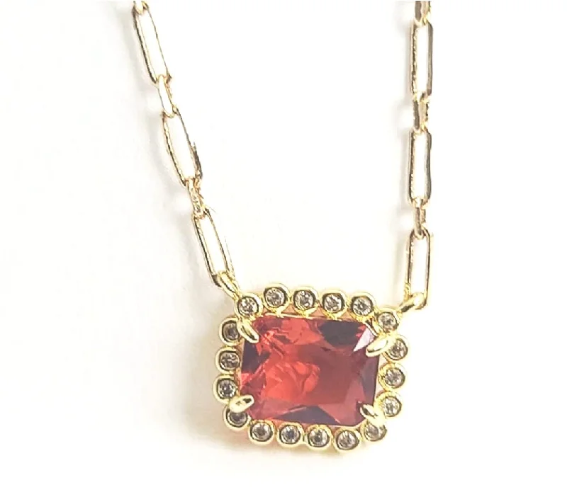 chain link necklaces for women -Ruby Crystal Necklace