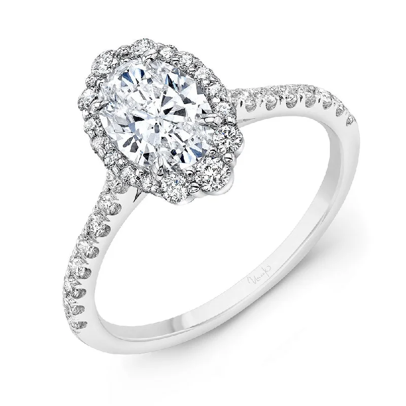 modern classic engagement rings -Uneek Petals Collection Halo Oval Shaped Engagement Ring