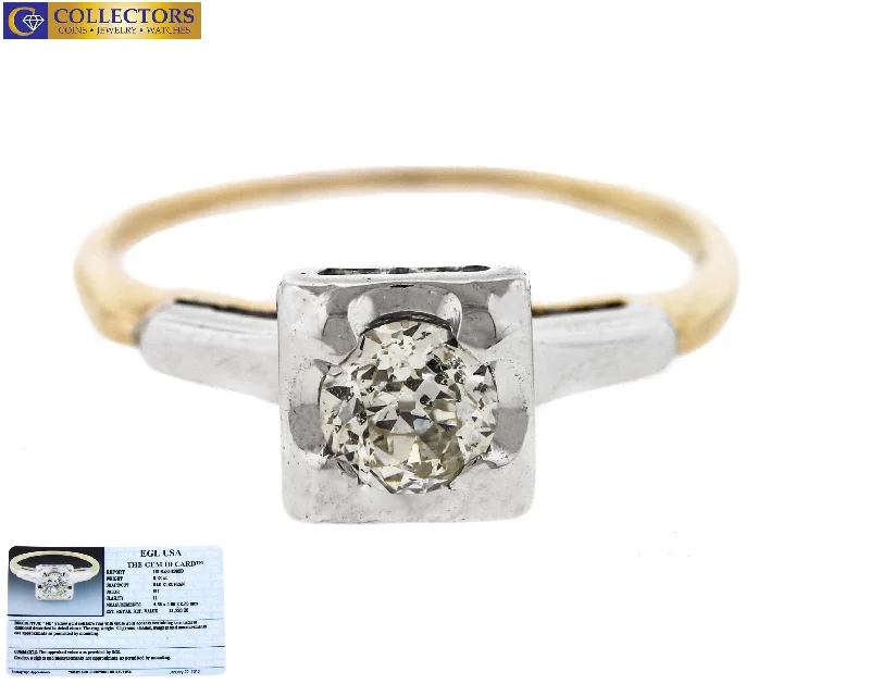 emerald cut engagement rings -Ladies Vintage Estate 14K Yellow Gold 0.38ct Diamond Solitaire Engagement Ring