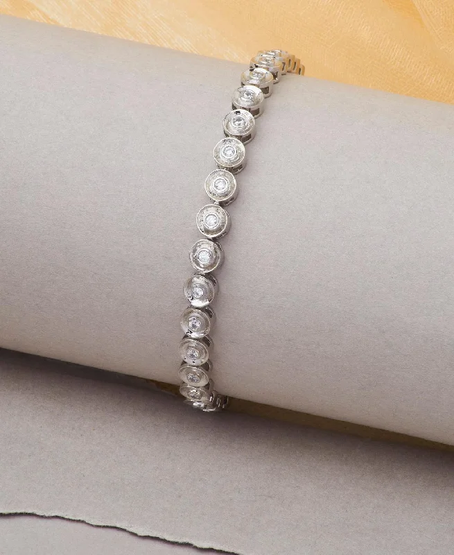 birthstone bracelets for women -Fashionable Stone Studded Silver Bracelet