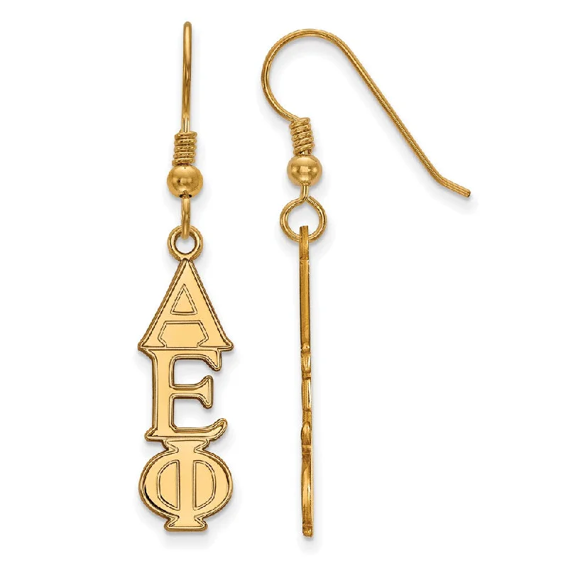 modern geometric earrings for women -14K Plated Silver Alpha Epsilon Phi Dangle Medium Earrings