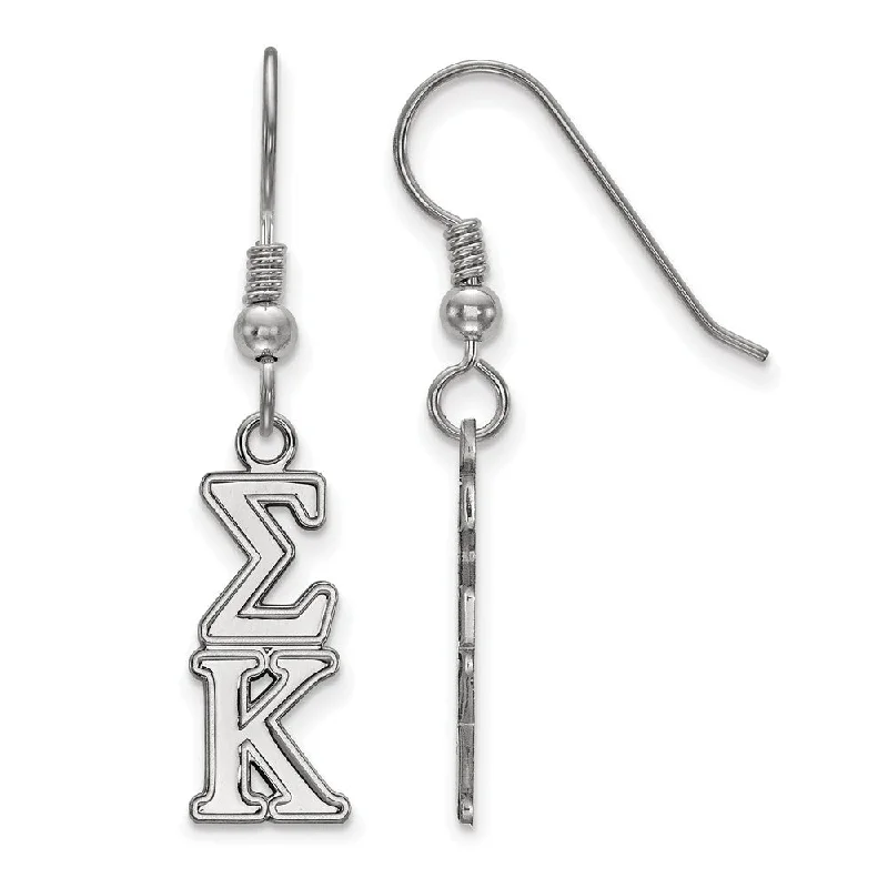 boho earrings for women -Sterling Silver Sigma Kappa Dangle Small Earrings