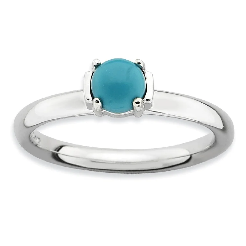 open heart rings for women -Silver Stackable Turquoise Ring