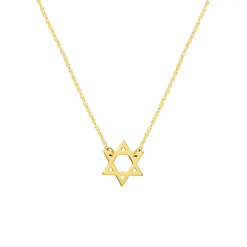 floral pendant necklaces for women -NATALIA  GOLD STAR OF DAVID NECKLACE - JEWISH STAR