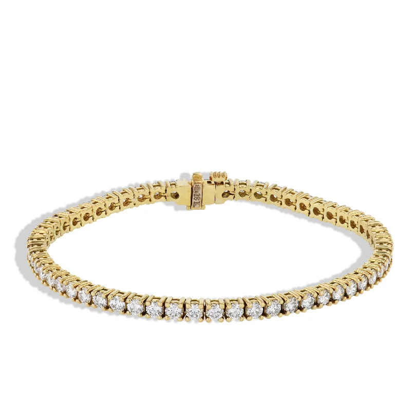 minimalist gold bracelets for women -Round Diamond Yellow Gold Tennis Bracelet