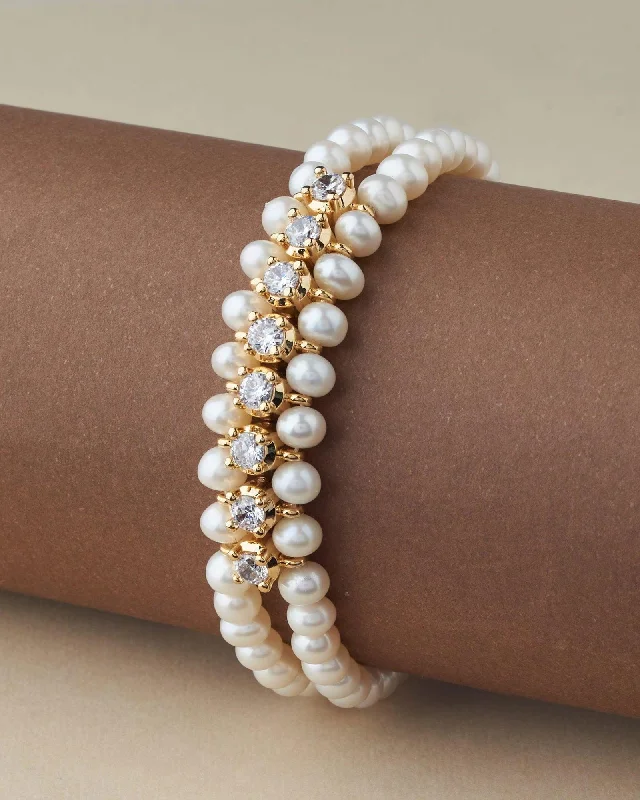 chain bracelets for women -Gorgeous Golden Pearl Bracelet