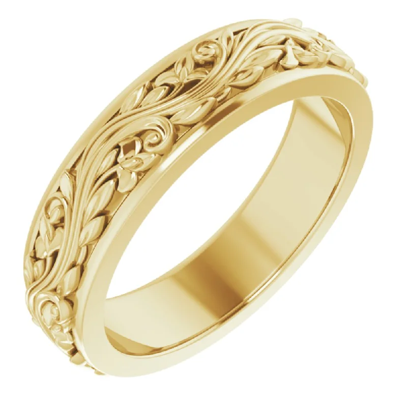 twist rings for women -5mm 14K Yellow Gold Sculptural Standard Fit Band