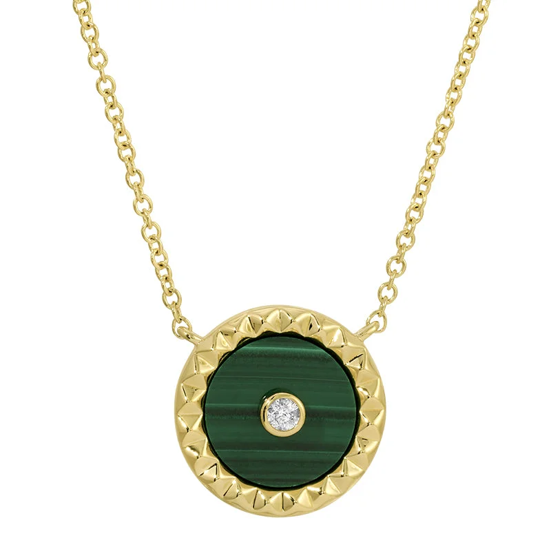 boho necklaces for women -BEA MALACHITE DISC NECKLACE