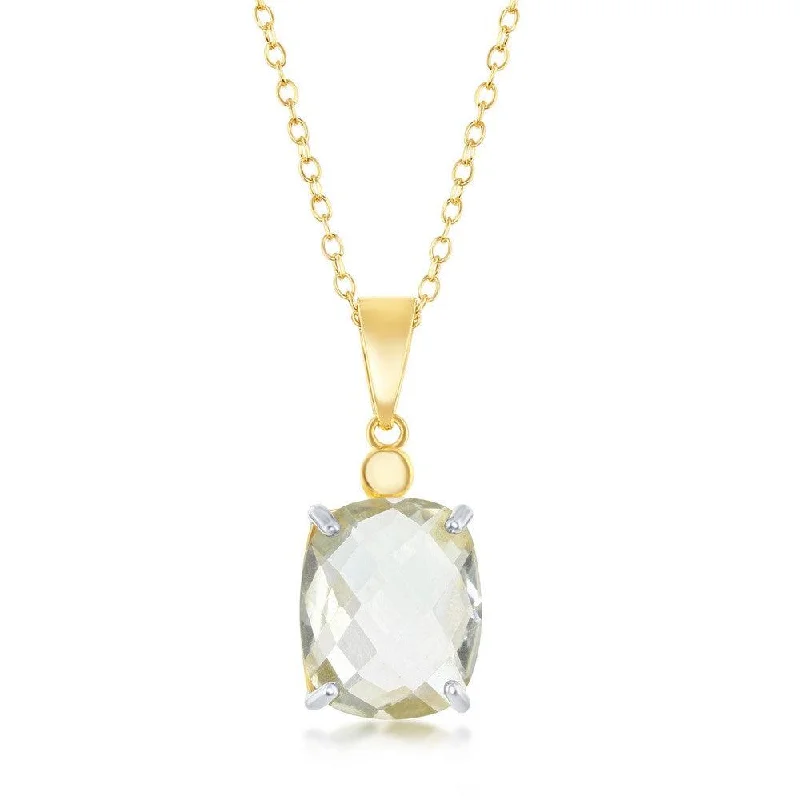 best everyday necklaces for women -Sterling Silver 4-Prong Checkered Green Amethyst Necklace