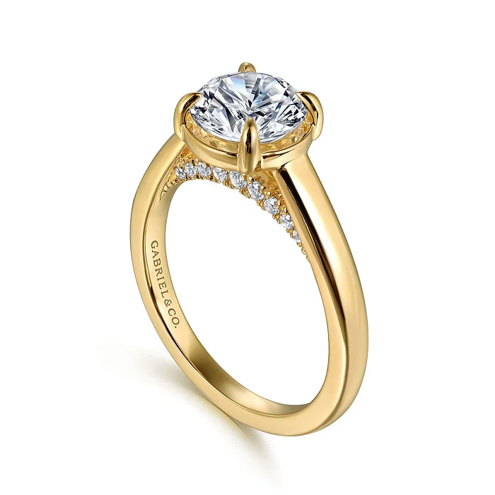 ethical engagement rings -14K Yellow Gold Round Diamond Engagement Ring