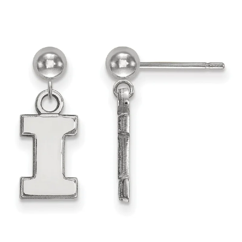 drop earrings for women -14k White Gold University of Illinois Ball Dangle Earrings