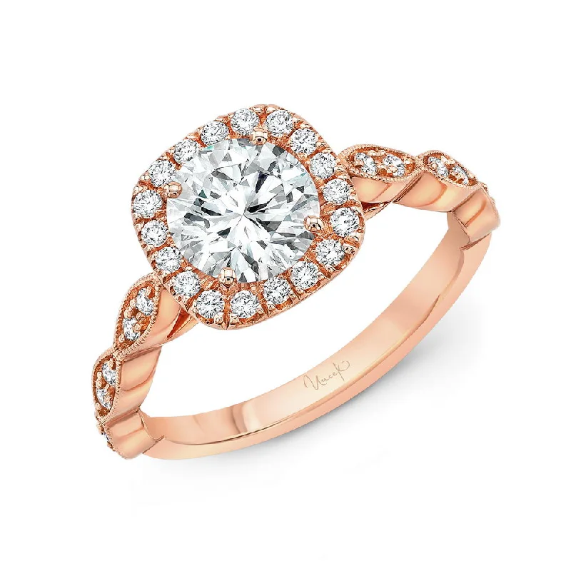 celebrity-inspired engagement rings -Uneek Us Collection Halo Round Engagement Ring