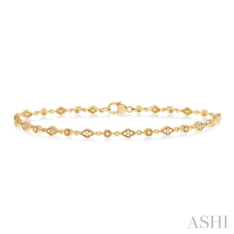 thick gold bracelets for women -1/4 ctw Art Deco Kite Round Cut Diamond Fashion Tennis Bracelet in 10K Yellow Gold