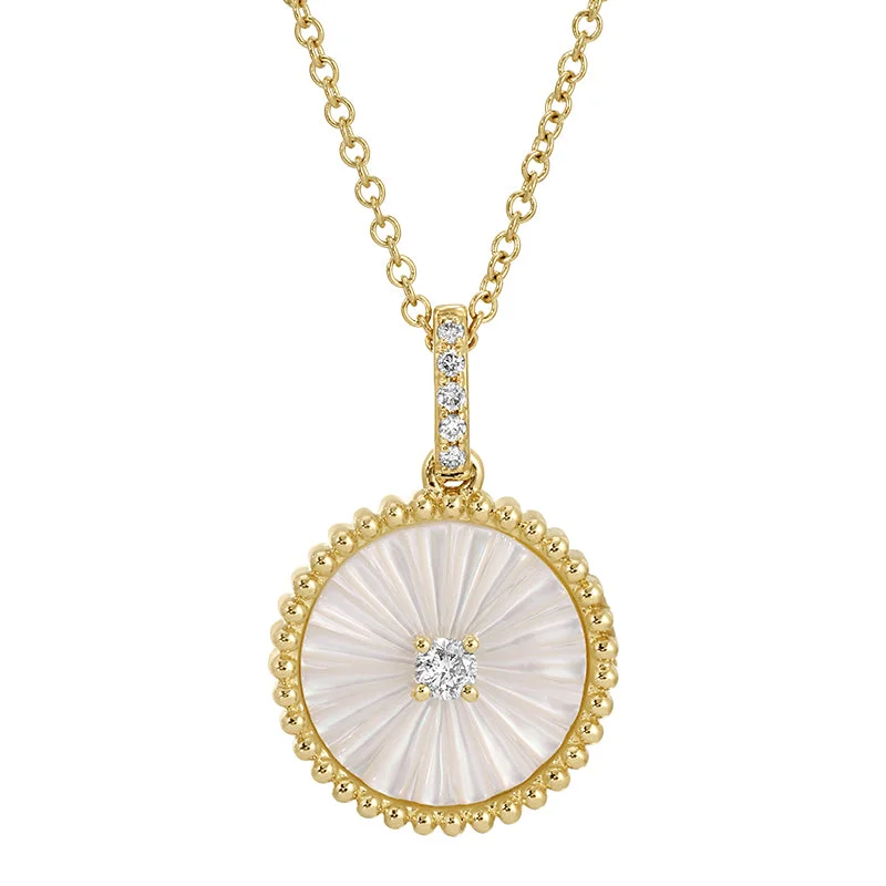 layering necklaces for women -TORIE MOTHER OF PEARL FLUTED DISC NECKLACE