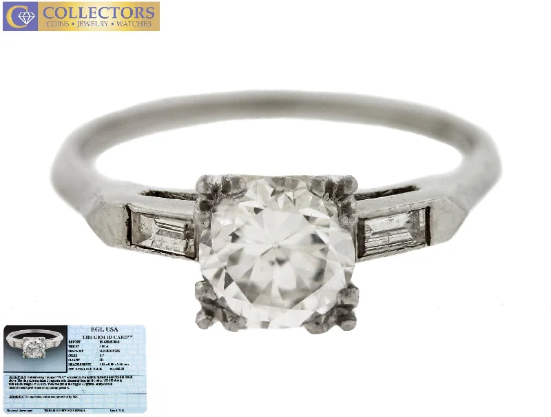 halo engagement rings -Lovely Ladies Estate Platinum 1.00ctw Diamond Engagement Ring EGL USA