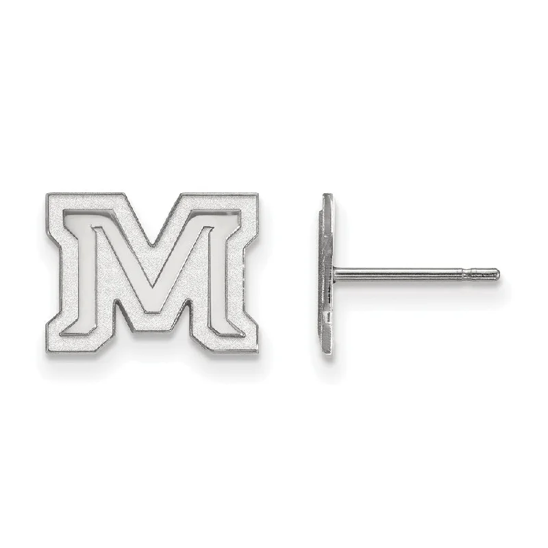 two-tone earrings for women -10k White Gold Montana State University XS (Tiny) Post Earrings