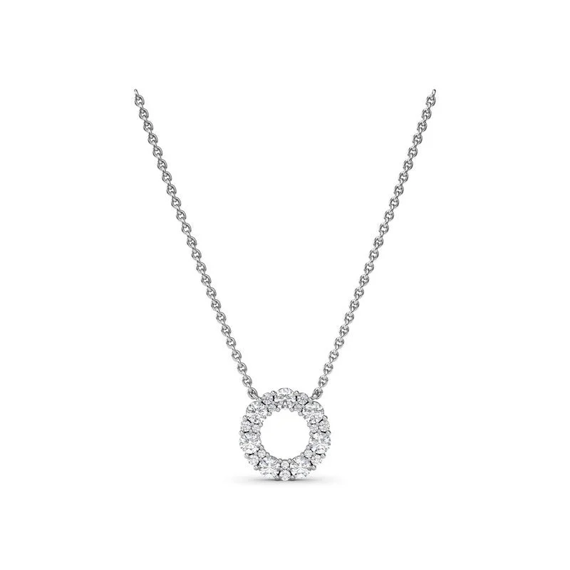 romantic necklaces for women -Shared Prong Diamond Circle Necklace N1868D