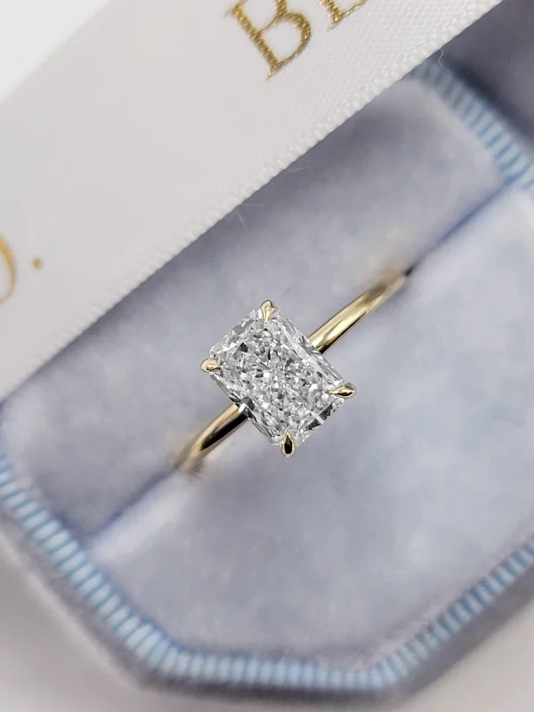 vintage-inspired engagement rings -1.52 Carat Lab Grown Solitaire Radiant Cut Diamond Engagement Ring