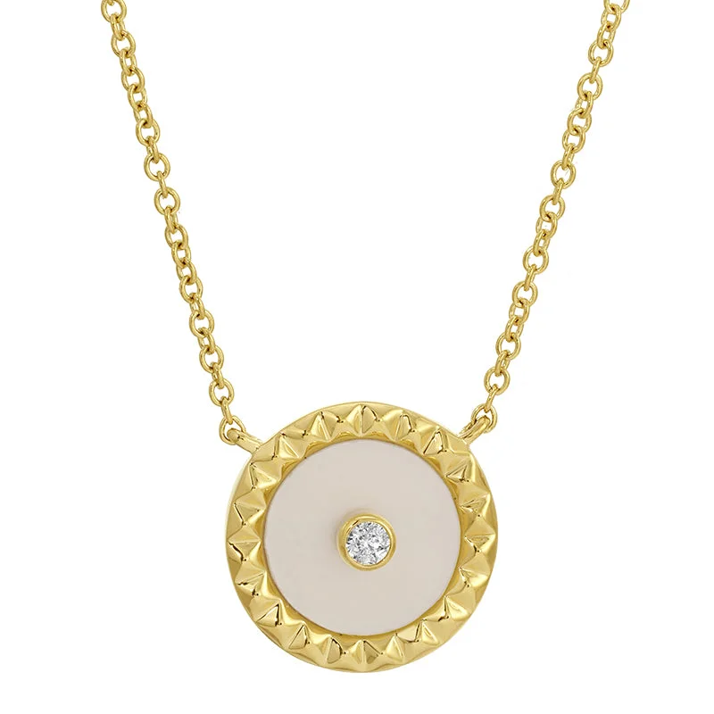 minimalist gold necklaces for women -NATTY MOTHER OF PEARL DISC NECKLACE