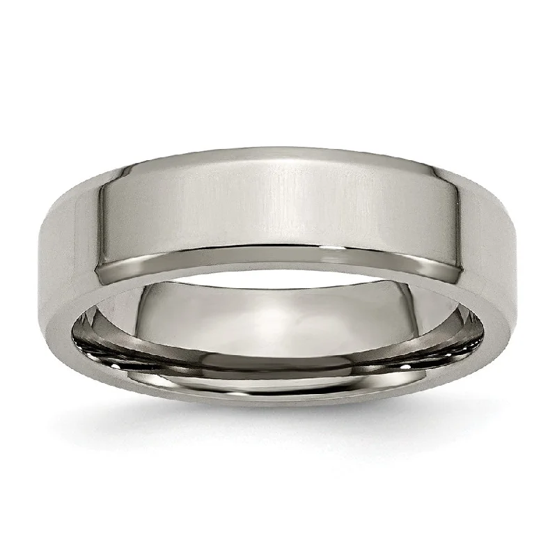 antique rings for women -Titanium Beveled Edge 6mm Polished Comfort Fit Band