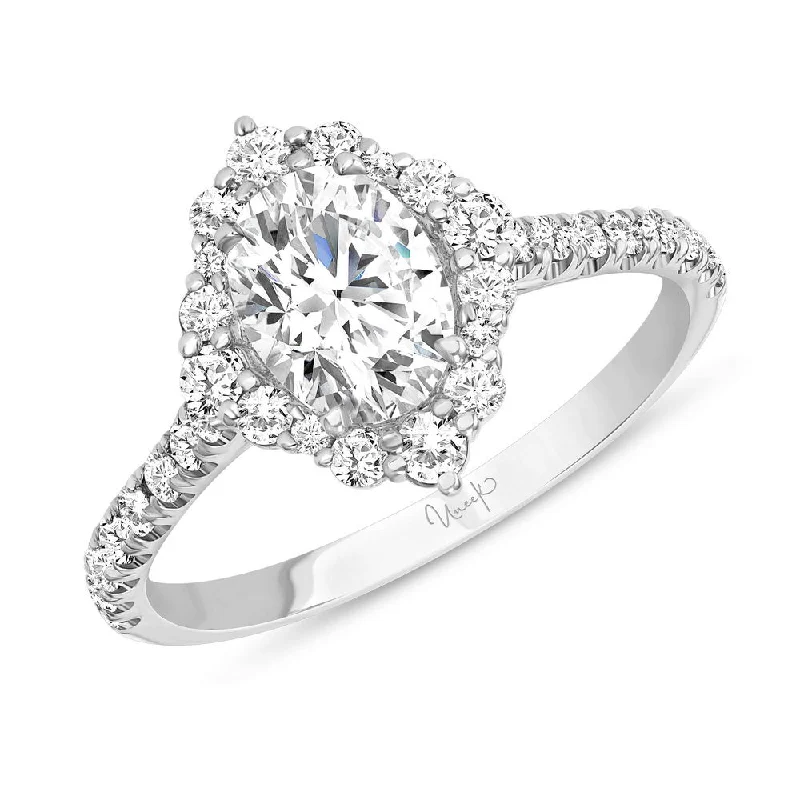 oval halo engagement rings -Uneek Petals Collection Halo Oval Shaped Engagement Ring