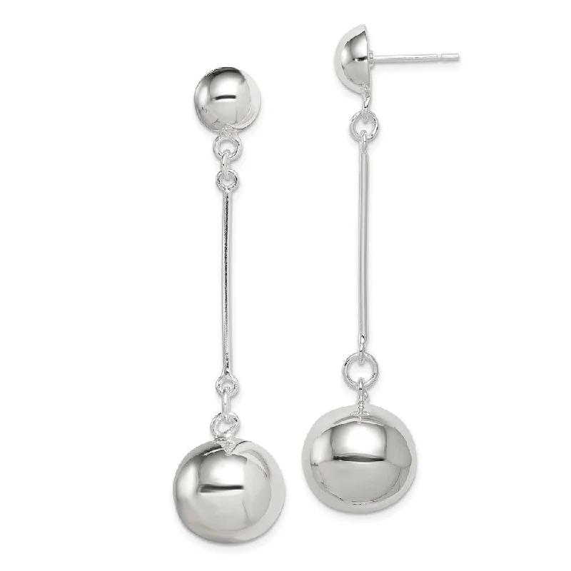 modern earrings for women -14mm Polished Ball Dangle Earrings in Sterling Silver