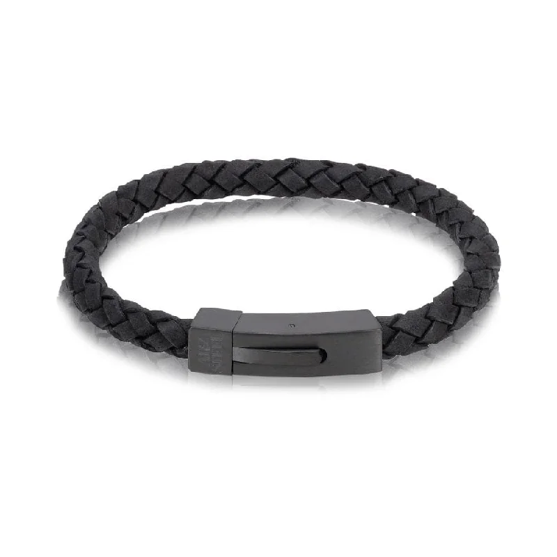 stylish bracelets for women -A.R.Z Men's Black Leather Black Clasp 8.5  Bracelet