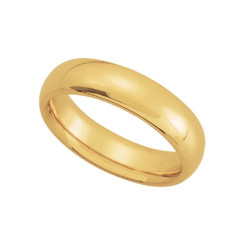 thin stacking rings for women -5mm Domed Comfort Fit Wedding Band in 10k Yellow Gold